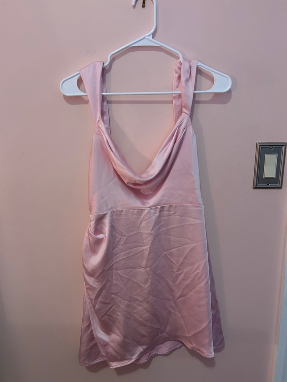 Women's Pink Mini Dress with Cowl Neck